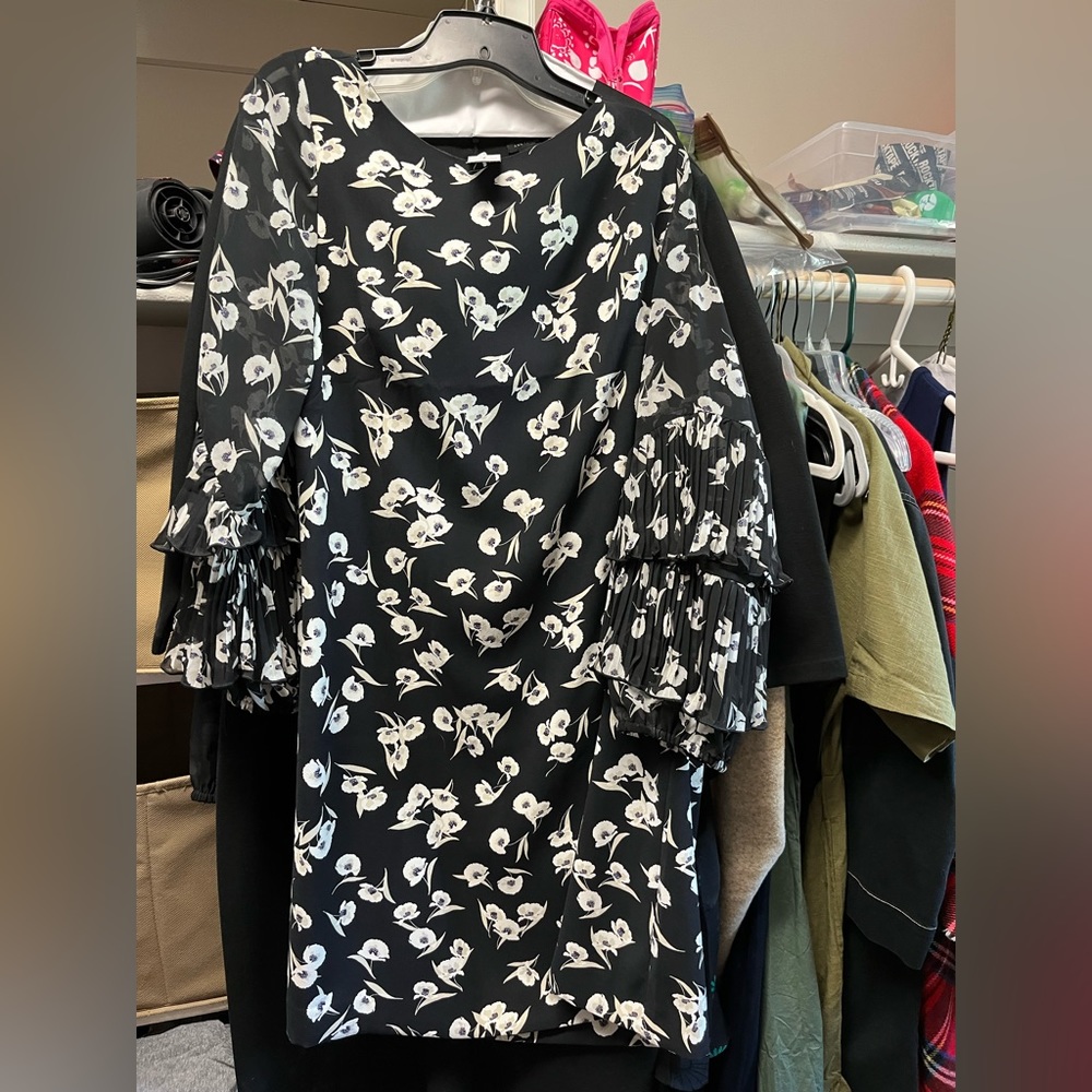 Ann Taylor dress, white with black flower. Never worn